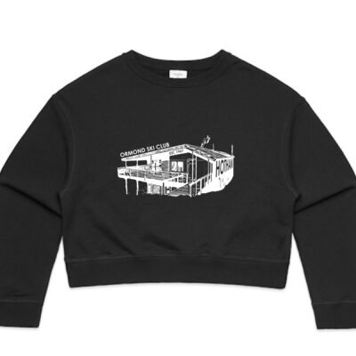 Womens Sweater White Logo - AS COLOUR Womens Crop Crew Sweater Thumbnail